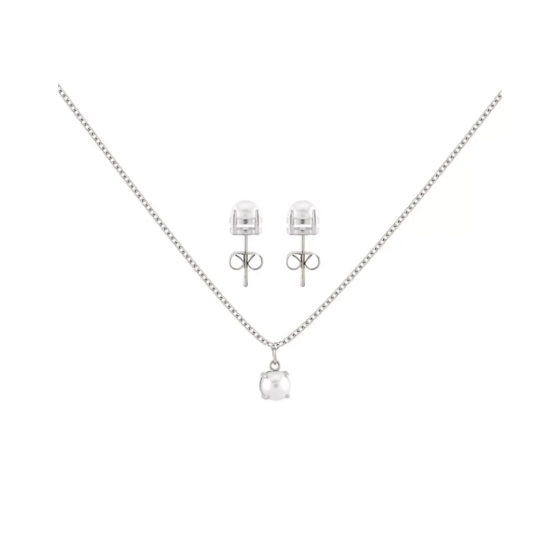 June Birthstone Necklace and Stud Earring Set
