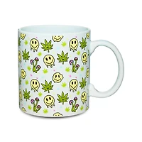 Weed Leaf Smiley Face Mushrom Coffee Mug - 20 oz.