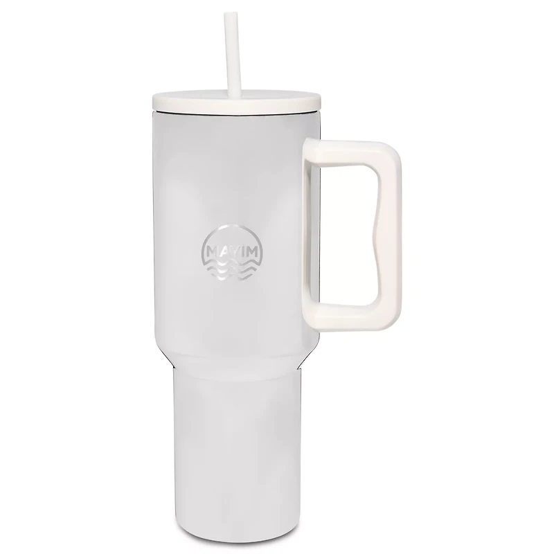 Silver Travel Tumbler with Straw - 40 oz.