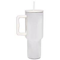 Silver Travel Tumbler with Straw - 40 oz.