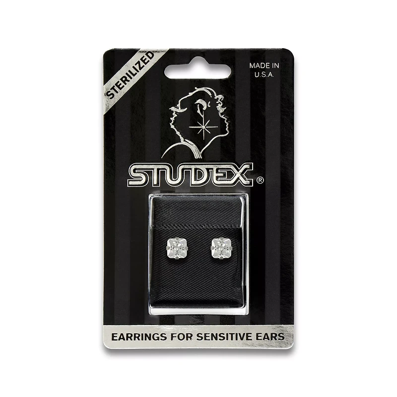 Studex Silvertone CZ Sterilized Stud Earrings - 6mm