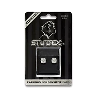 Studex Silvertone CZ Sterilized Stud Earrings - 6mm