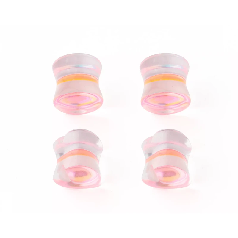 Multi-Pack Pink Oil Slick Heart Plugs - 2 Pair