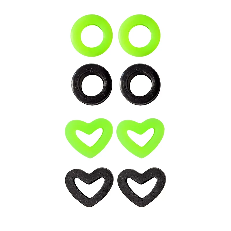 Multi-Pack Green and Black Heart Silicone Tunnels - 4 Pairs