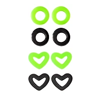 Multi-Pack Green and Black Heart Silicone Tunnels - 4 Pairs