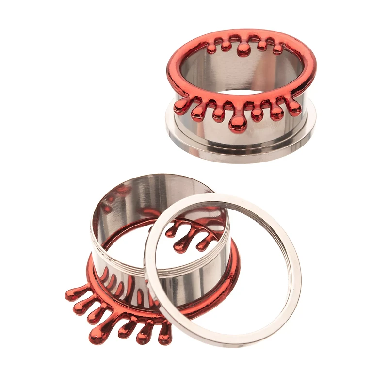 Red Drippy Screw Tunnel Plugs