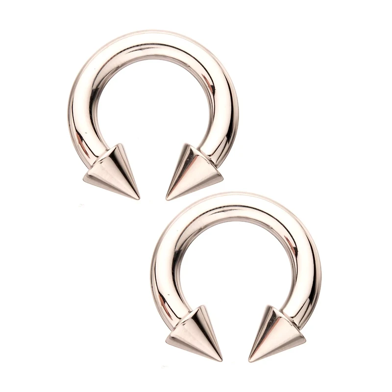 Spike Horseshoe Silver-Tone Rings - 2 Pack