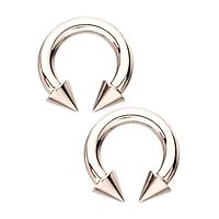Spike Horseshoe Silver-Tone Rings - 2 Pack