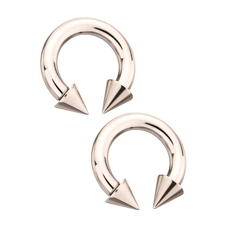 Spike Horseshoe Silver-Tone Rings - 2 Pack