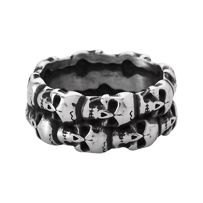 2 Row Skull Head Ring