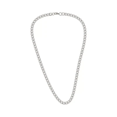 Thick Silvertone Cuban Curb Chain Necklace