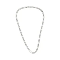 Thick Silvertone Cuban Curb Chain Necklace