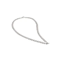 Thick Silvertone Cuban Curb Chain Necklace