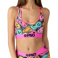 PSD Trippy Smiley Face Sports Bra
