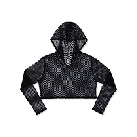 Hooded Fishnet Long Sleeve Crop Top