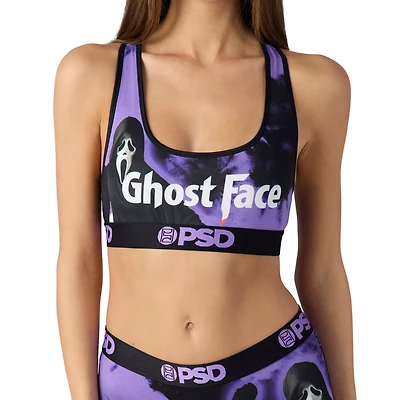 PSD Purple Ghost Face Sports Bra