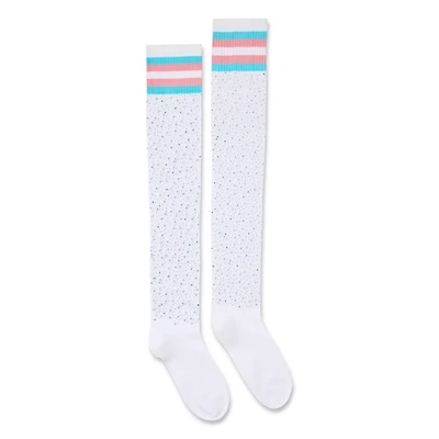 Transgender Pride Rhinestone Knee High Socks