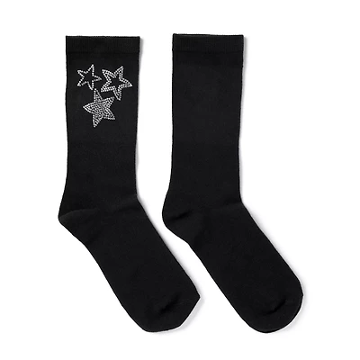 Rhinestone Star Crew Socks