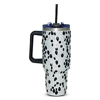 Black and Silver Bedazzled Tumbler with Straw - 40 oz.