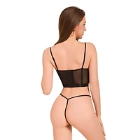 Black Mesh Lace-Up Corset