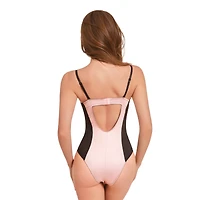 Black and Pink Lace Bow Bodysuit