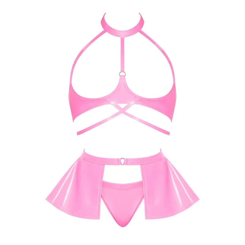 Pink Halter Top and Skirt Set