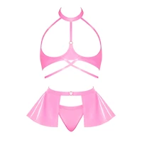 Pink Halter Top and Skirt Set