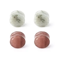 Multi-Pack Brown and White Quartz Double Flared Plugs 4 Pack