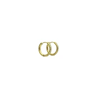 CZ Goldtone Patterned Huggie Hoop Earrings