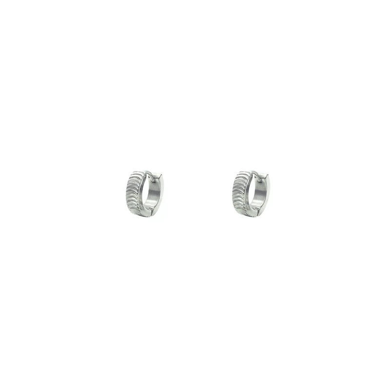 Silvertone Thick Huggie Hoop Earrings
