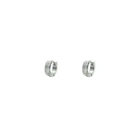 Silvertone Thick Huggie Hoop Earrings