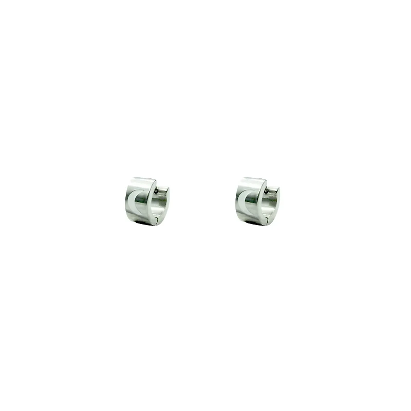 Silvertone Moon Thick Huggie Hoop Earrings