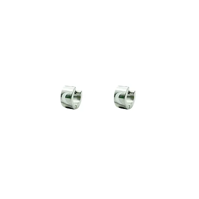 Silvertone Moon Thick Huggie Hoop Earrings