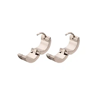 Silver Greek Meander Half Pattern Huggie Hoops - 18 Gauge