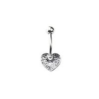 Silvertone Heart Swirl Belly Ring - 14 Gauge