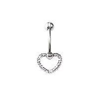 Silvertone Rope Heart Belly Ring - 14 Gauge