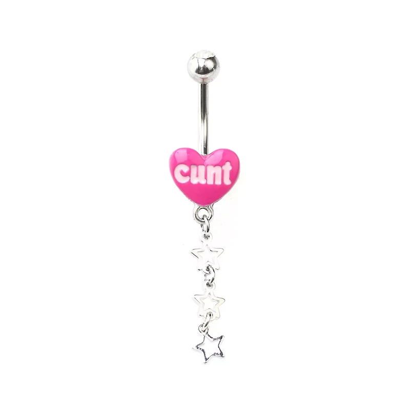 Cunt Heart Star Dangle Belly Ring - 14 Gauge