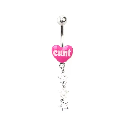 Cunt Heart Star Dangle Belly Ring - 14 Gauge