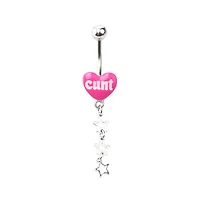 Cunt Heart Star Dangle Belly Ring - 14 Gauge