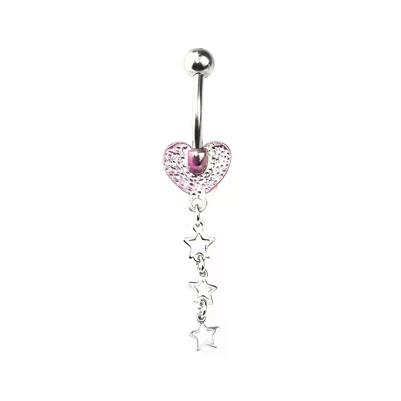 Cunt Heart Star Dangle Belly Ring - 14 Gauge