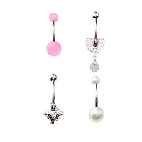 Multi-Pack Cunt Heart Belly Rings 4 Pack - 14 Gauge