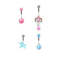 Multi-Pack CZ Circus Belly Rings 4 Pack - 14 Gauge