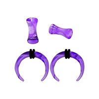 Multi-Pack Purple Marbled Acrylic Pinchers and Plugs - 2 Pair