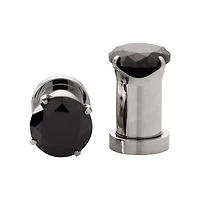 CZ Black Silvertone Screw Fit Plugs