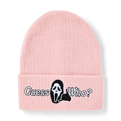 Pink Guess Who Cuff Beanie Hat - Ghost Face