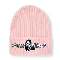 Pink Guess Who Cuff Beanie Hat - Ghost Face