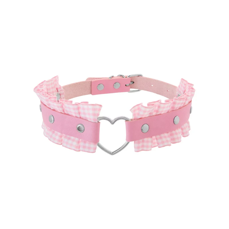 Plaid Heart Choker Necklace
