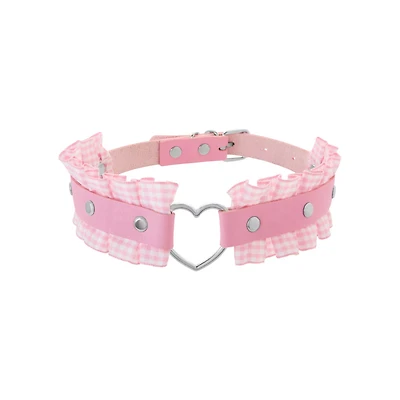 Plaid Heart Choker Necklace