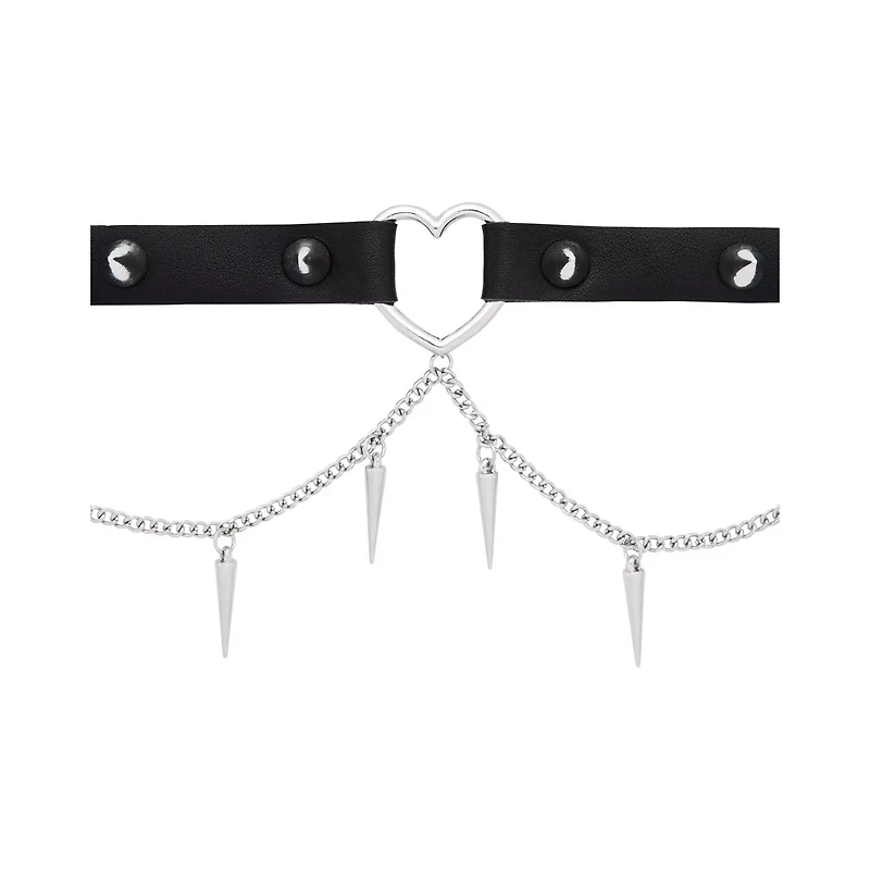 Black Heart Spiked Chain Choker Necklace