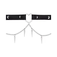 Black Heart Spiked Chain Choker Necklace
